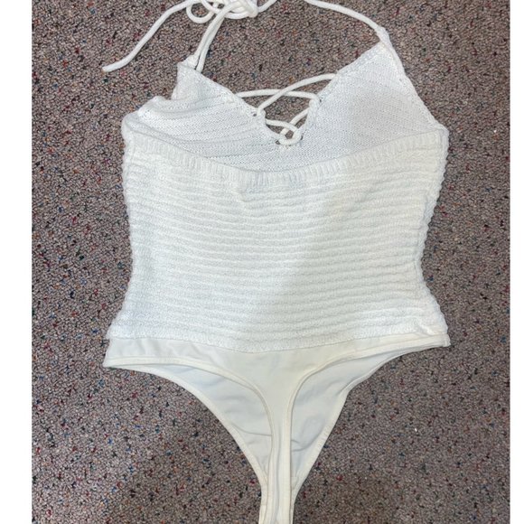 Guess White Knit Bodysuit Size Small - Picture 3 of 4
